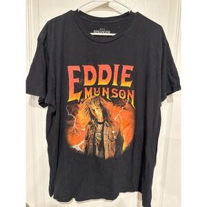 Netflix Stranger Things Eddie Munson Graphic T-Shirt Black Mens XL Season 4 Tee